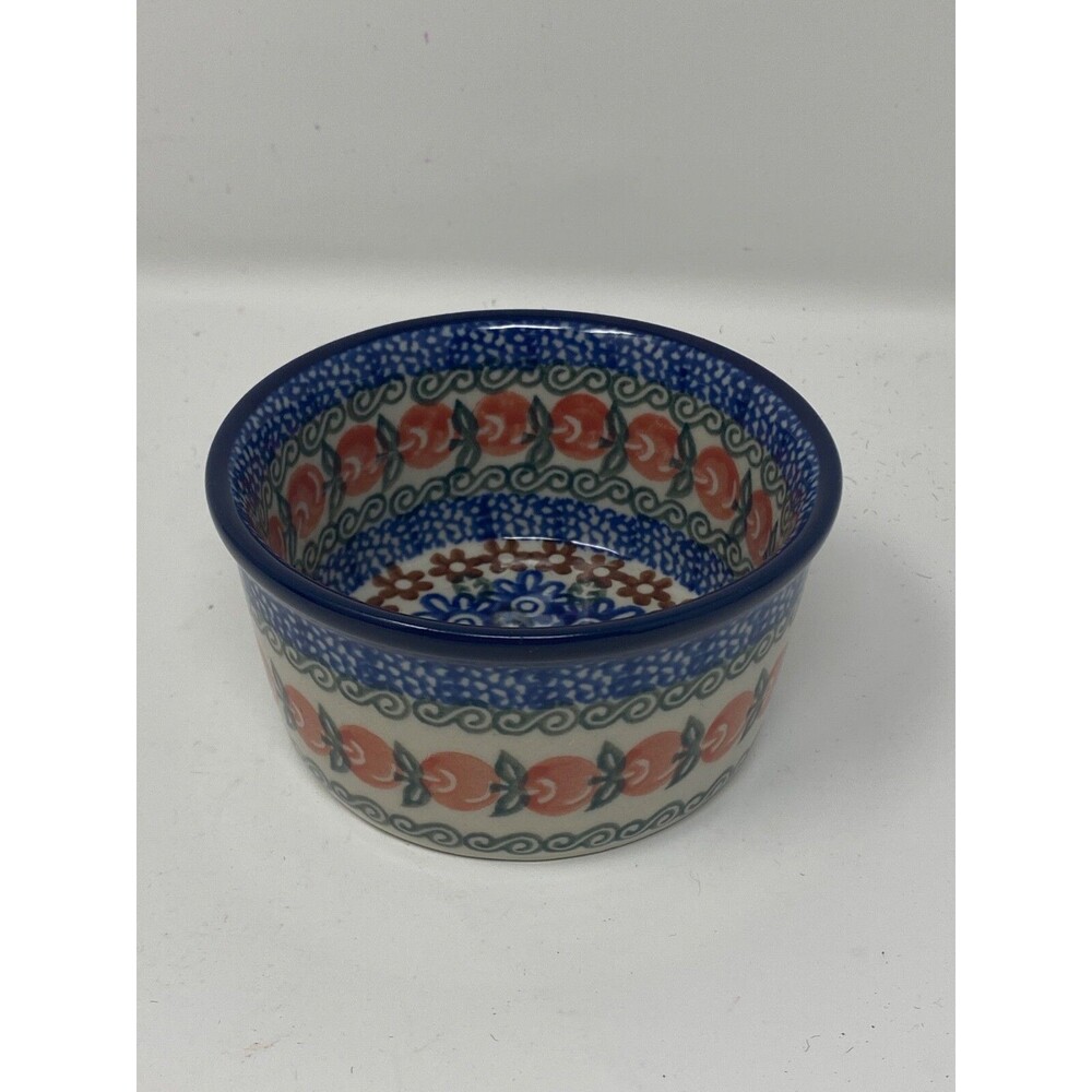 Ceramika Artystyczna Boleslawiec Ramekin Bowl Rare Apple Pattern 409